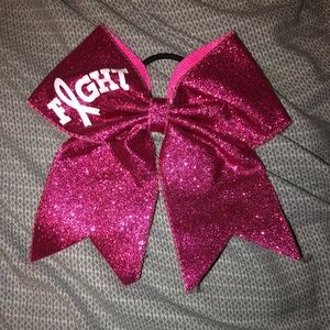 Pink ribbon cheer bow